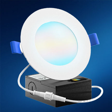 Recessed LED Lighting, 4 Inch, Slim, Selectable CCT, 650 Lumens